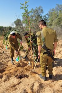Tu-Bishvat-Israeli soldiers plants tree in Tu Bishvat in the Western Negev- NES Mobile- EUO