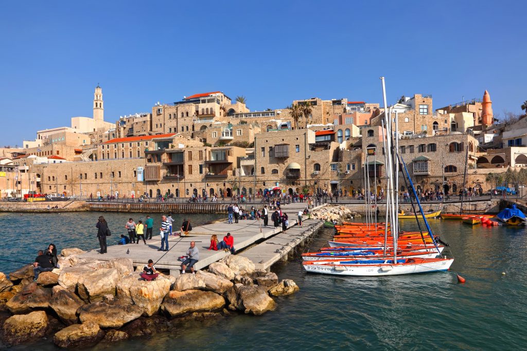 Jaffa TEL AVIV - YAFO, ISRAEL -Panoramic view of Old Yafo and ancient port - NES mobile
