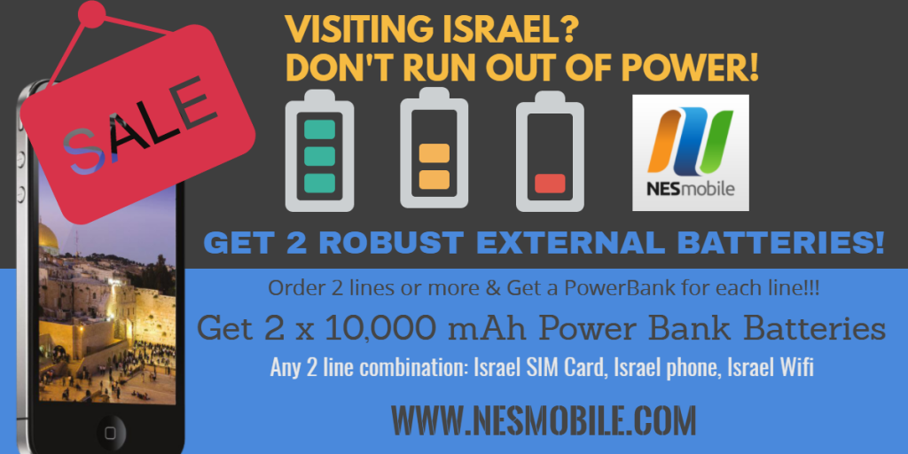Get 2 power banks with 2 Israel sim cards - NES Mobile