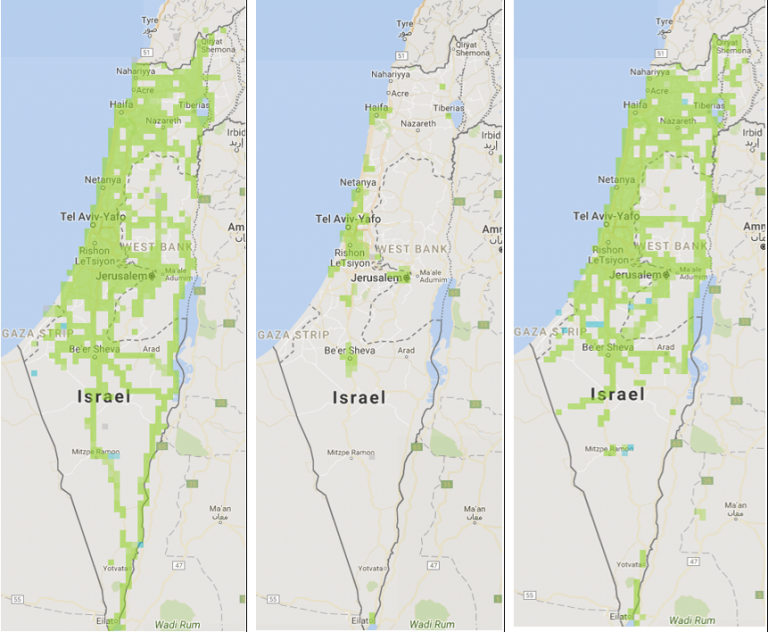 Cellular network coverage throughout israel 4G LTE networks